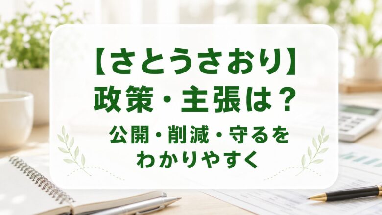 さとうさおりの政策・主張を公開・削減・守るで整理