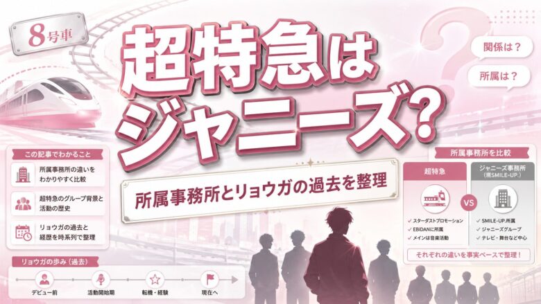 超特急はジャニーズではなくスターダスト所属であることとリョウガの元ジャニーズ説を解説するアイキャッチ画像